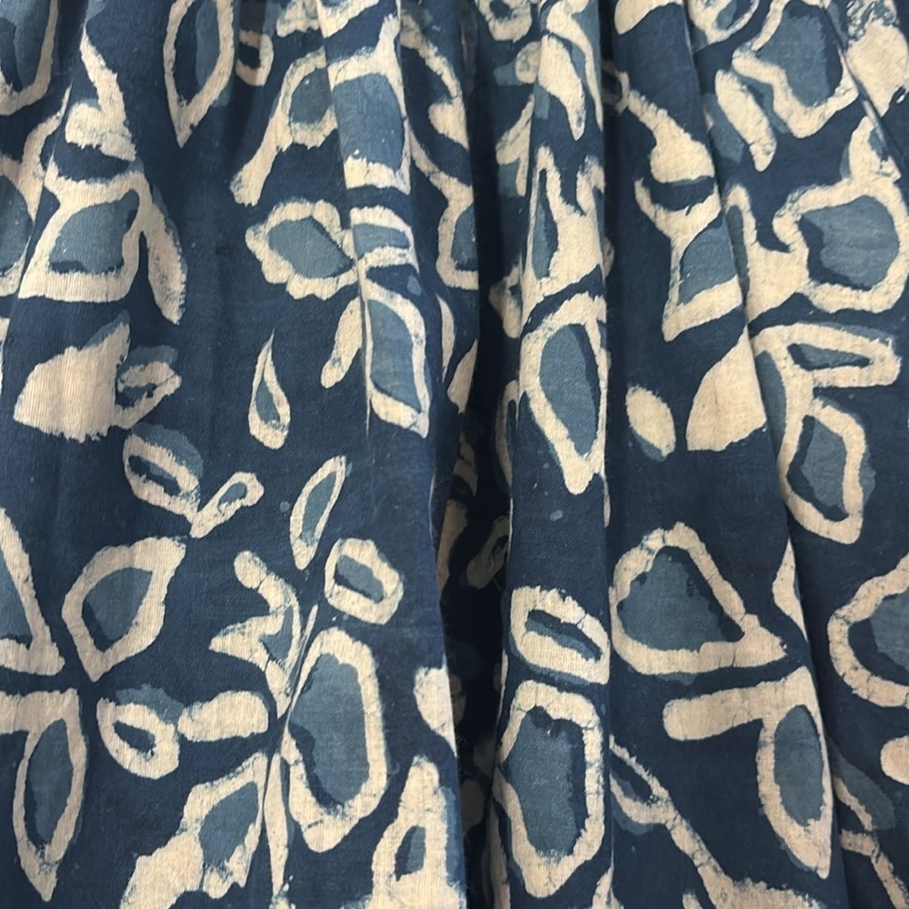 Apiece Apart Patricia Flutter Sleeve Floras Dabu Indigo Blouse Size Small - Picture 5 of 9